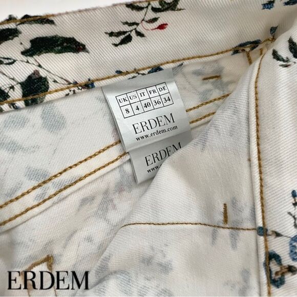 Erdem Artie Cotton-Blend Midi Skirt with Pockets in White/Multi Floral - Picture 12 of 13